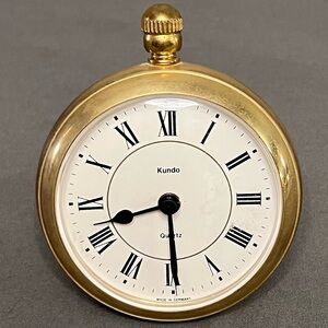 VTG Kundo Brass Round Faced Table Clock Heavy W. Germany Alarm Tested/Works